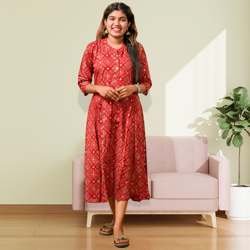 Zara Foil Printed Flayer Top – Ruby Charm