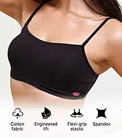 ENAMOR Moulded Double Layer Front Women's Cotton Cami Bra - Detachable Slim Straps with Back Keyhole, Non Padded, Wirefree, High Coverage A022