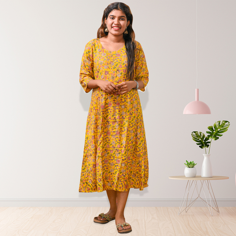 Saniya Golden Bloom Flare Dress