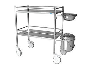 Gita Steel Furniture Ward Dressing Trolley with Bowl And Bucket (1011)