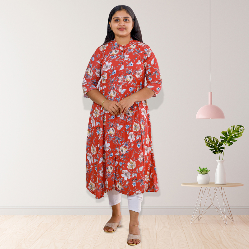 Hima Imported Printed fabric flayer red floral top