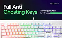 Coconut Storm Mechanical 104 Keys Wired Gaming Keyboard – Rainbow Backlighting | All Anti-Ghosting Keys | Red Outemu Switches | 21 RGB Light Modes | 1.8M Braided Cable | Golden USB