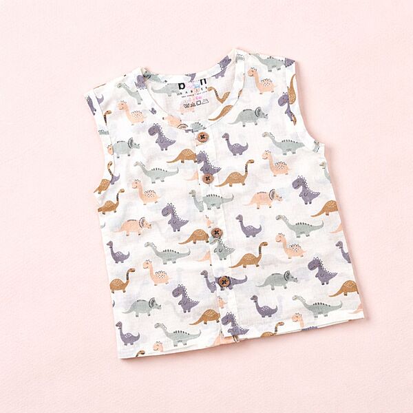 Dino Delight Sleeveless Cotton Baby Jhabla Dino Delight Sleeveless Cotton Baby Jhabla