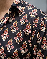 Rawscal Black Ethnic Motif Men’s Printed Cotton Shirt | Full Sleeves