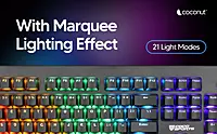 Coconut Storm Mechanical 104 Keys Wired Gaming Keyboard – Rainbow Backlighting | All Anti-Ghosting Keys | Red Outemu Switches | 21 RGB Light Modes | 1.8M Braided Cable | Golden USB