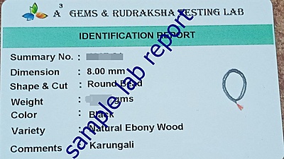 925 Silver  Caped Karungali Mala 10mm,54 Beads, 30 Inchs with lab certificate