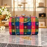 Silk Check Clutches Handmade