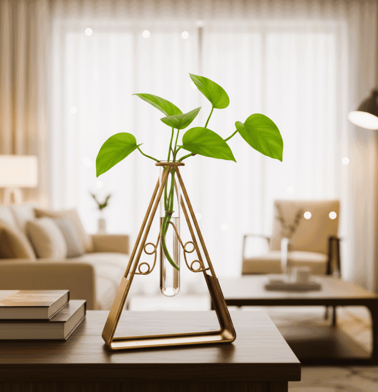 Glass Flower Vase with Metal Stand 1070