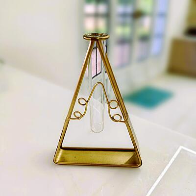 Glass Flower Vase with Metal Stand 1070