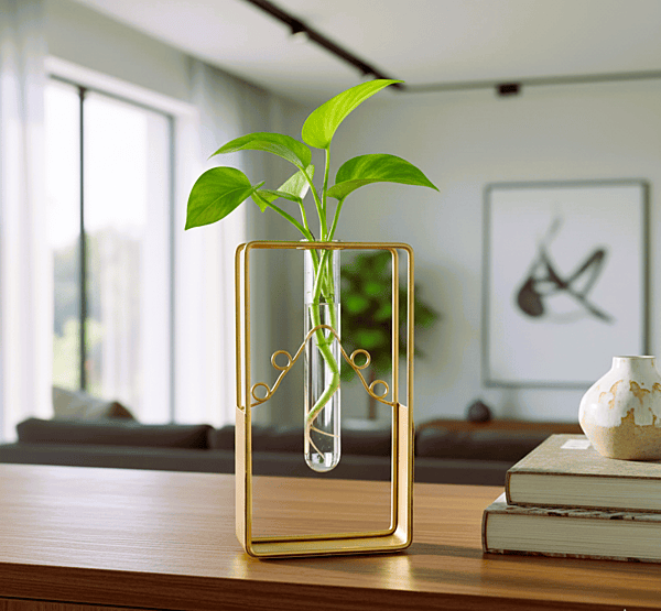 Glass Flower Vase with Metal Stand 1071