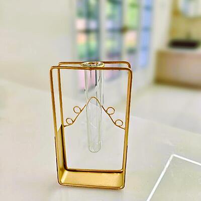 Glass Flower Vase with Metal Stand 1071