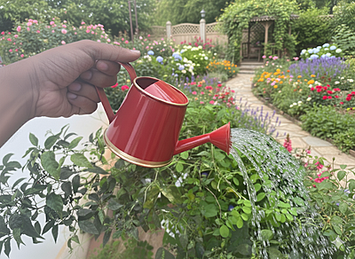 Watering Can 250ml Red with Gold Border for Kids 1076-C