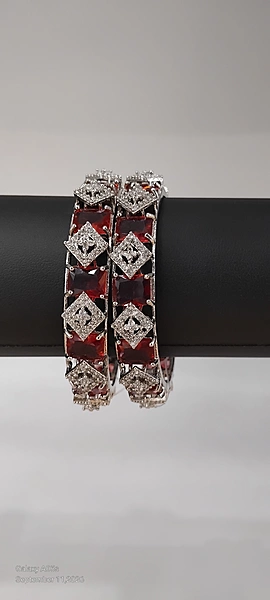 Red Stone and Silver Stone AD Bangle