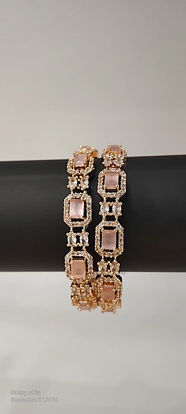 Pastel Pink Stone Rose Gold Bangle