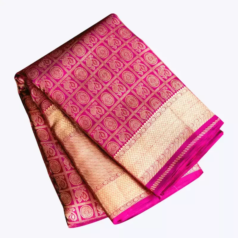 Magenta Jacquard Silk Saree