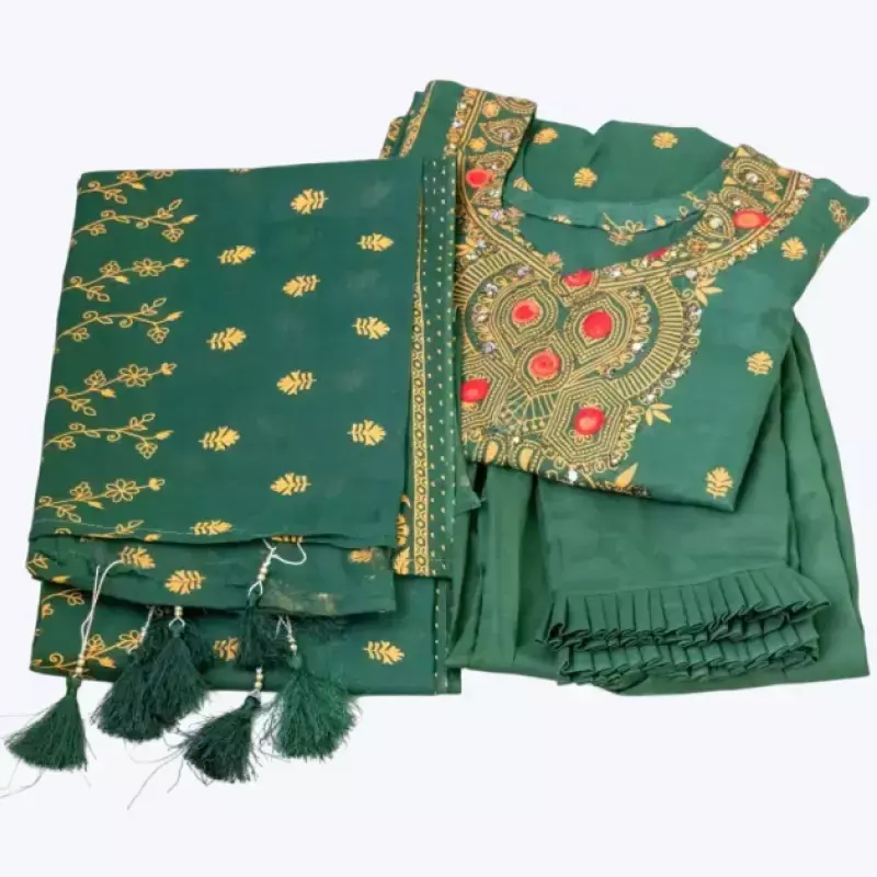 Green Embroidered Suit Set