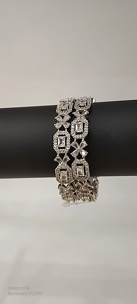 Silver Stone Finished AD Bangle