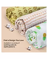 Luvlap muslin swaddle Pineapple leaves Multicolour
