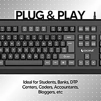 Coconut Steel-K27 USB Keyboard (Black Grey, Sleek & Durable, Modern Design, Responsive Keys, USB Connectivity, Perfect for Home & Office, 1 Year Warranty)