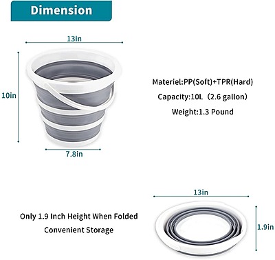 10L Silicone Folding Bucket Pack of 1 10L Silicone Folding Bucket Pack of 1