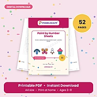 Paint by Number Sheets for Kids – 52 Pages