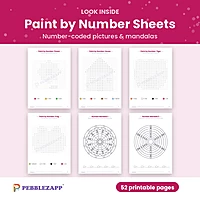 Paint by Number Sheets for Kids – 52 Pages