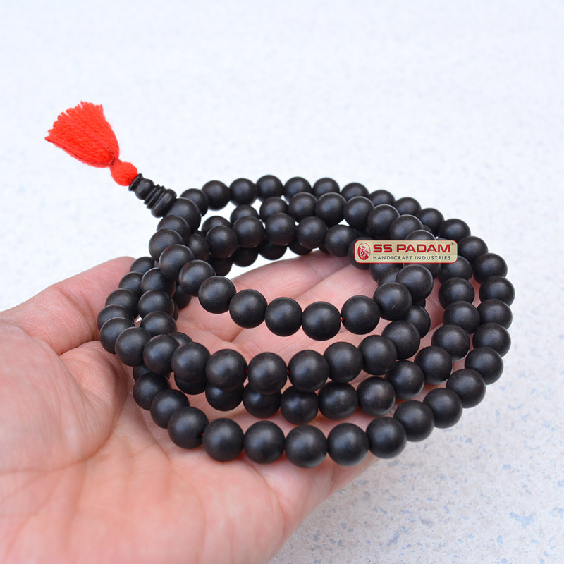 10MM Black Ebony Wood Karungali Big Size Mala 100% Original