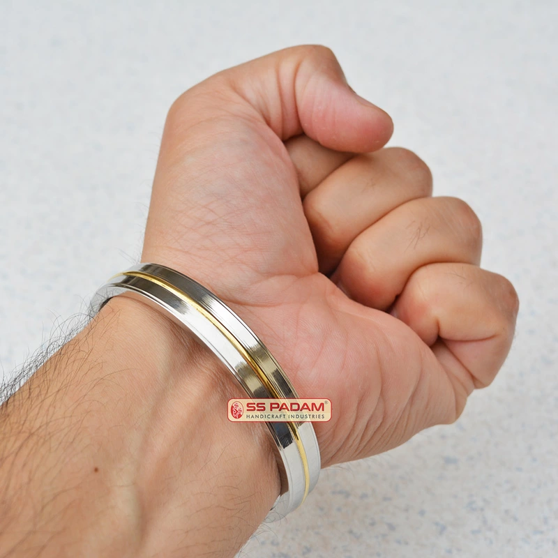 12mm Stainless Steel SP Flat Wide Brass Ring Punjabi Kada