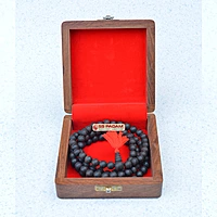 Black Ebony Wood Karungali Unpolished Pure & Natural Big Size Mala with Sheesham Wooden Gift Box