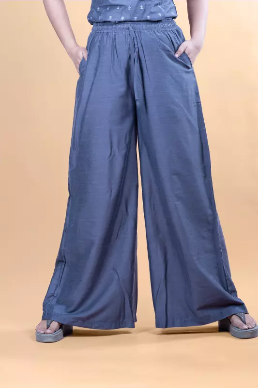 Women Flared Solid Palazzo - Grey