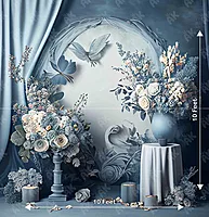 Blue Floral Curtain (PRE-ORDER)