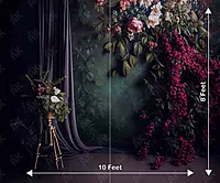 Green Floral Curtain (PRE-ORDER)
