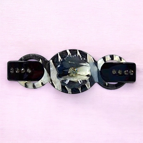 Elegant Flower & Stone Hair Barrette