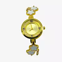 Women’s Gold Floral Bracelet Watch with Mother of Pearl Dial