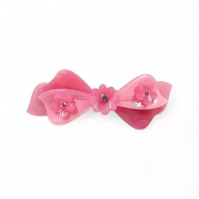 Elegant Pink Bow Hair Barrette Clip for Women