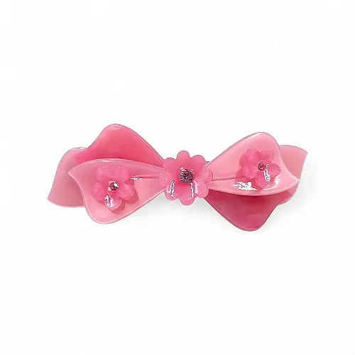 Elegant Pink Bow Hair Barrette Clip for Women