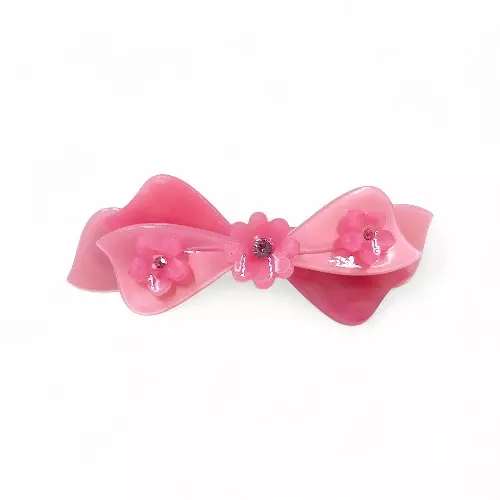 Elegant Pink Bow Hair Barrette Clip for Women