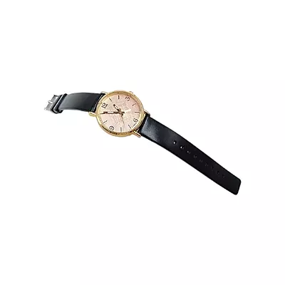 Elegant Rose Gold Geometric Dial Watch - Black Leather Strap