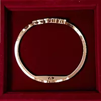 Dainty Floral Bangle Bracelet with Black Enamel and Crystal