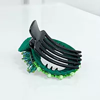 Chic Stripe Hair Claw Clip with Beaded Embellishments