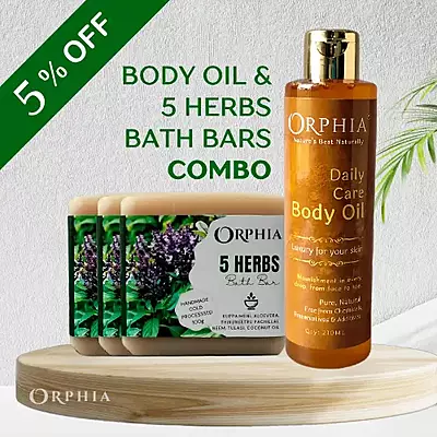 BODY OIL & 5 HERBS BATH BARS COMBO