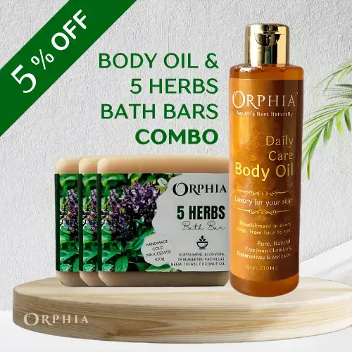 BODY OIL & 5 HERBS BATH BARS COMBO