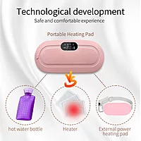 Heating Pad Belt for Menstrual Cramps, Period Pain Relief with Vibration Massage, 3 Heat Settings, Pink