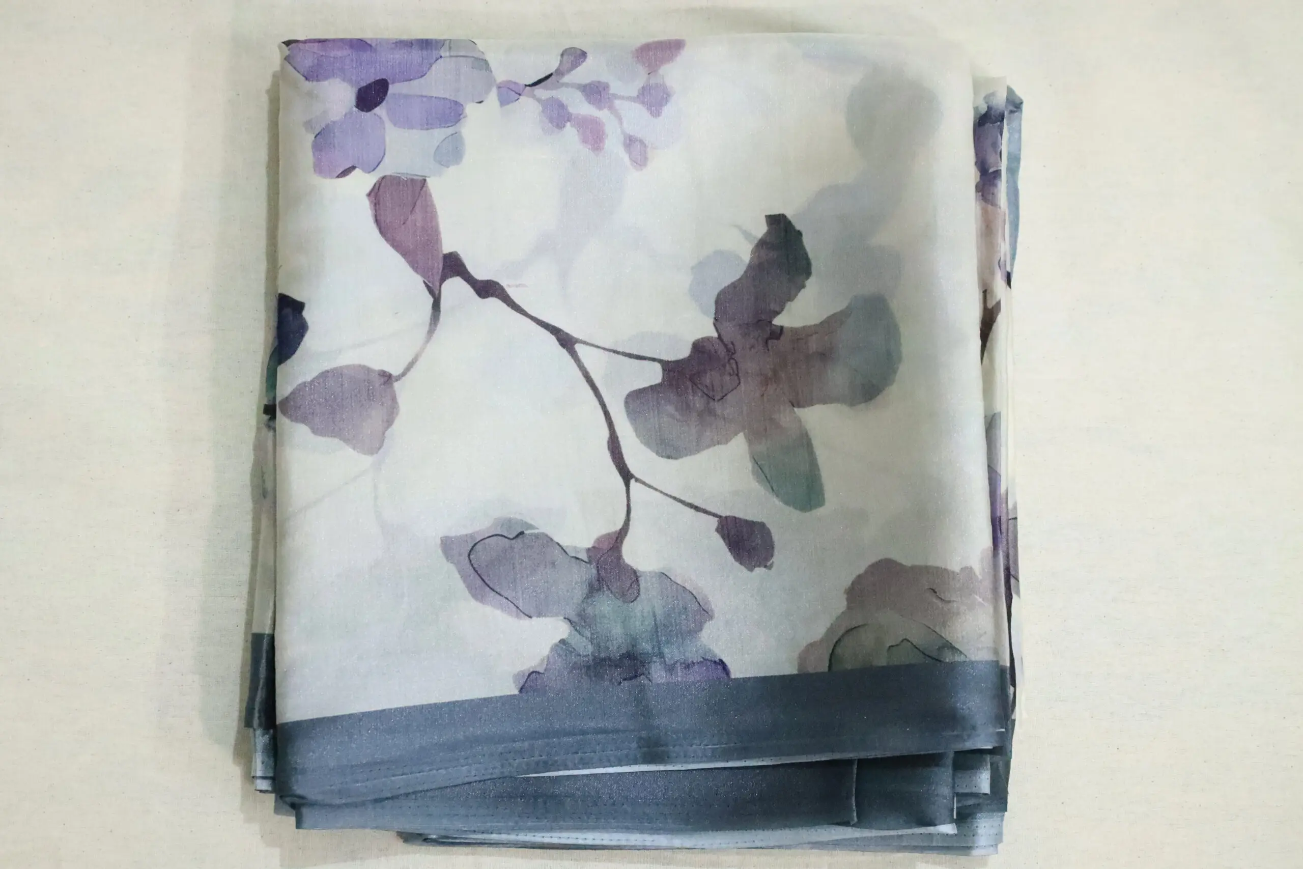 Pastel Floral Printed Butter Silk semi-Tussar saree