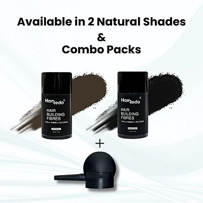 Hairedo Pure Keratin Hair Fibers 11.5g Classical Pack (Natural Black) | Instant Hair Thickening | No Root Blockage | 100% Water Soluble & Sweat Resistant