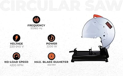 BLACK+DECKER BEM2200-IN 14-inch (355 mm),2200W,4200 Rpm Heavy Duty Corded Electric Chop Saw for Cutting Metal, 1 Year Warranty