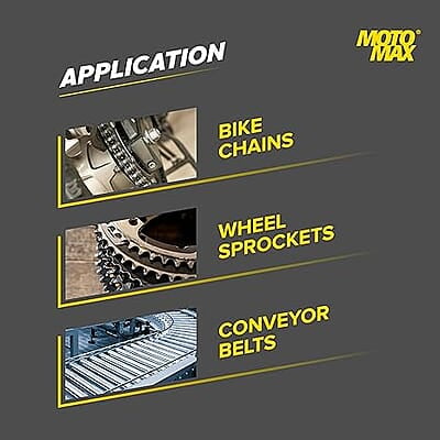 Motomax Chain Lube Aerosol Spray 200 ml |Provides Lubrication and corrosion protection of Chain & sprockets for Bikes, Motorbikes, Cars| Avoid Sling Off & Prevent Chain breakage | Extended Chain Life