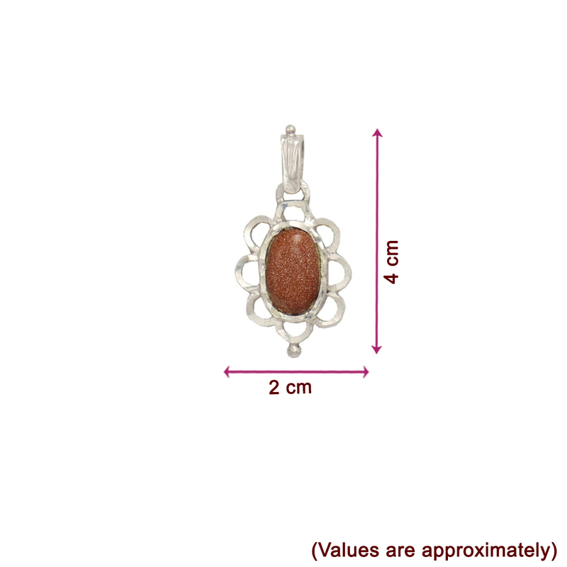 Silver Sunstone Pendant - Elegant Rajavarthi Locket