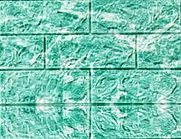 3D Self Adhesive Green & White Brick Wall Stickers White