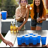 Pack of 30 - 450ml Pong Glasses | Beer Pong | Reusable Party Drinking Cups | Eco-Friendly Pong Cups for Events | Multipurpose Colorful Glasses for Parties - Blue